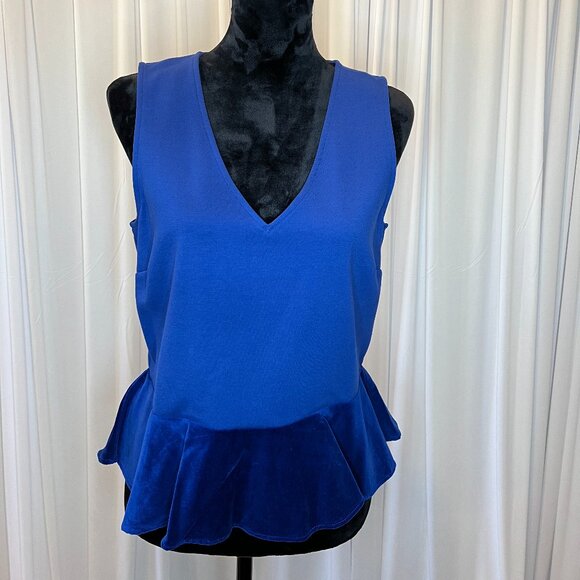 NEW J Crew Size M Royal Blue Scuba Neck Sleeveless Peplum Tank - Picture 1 of 6